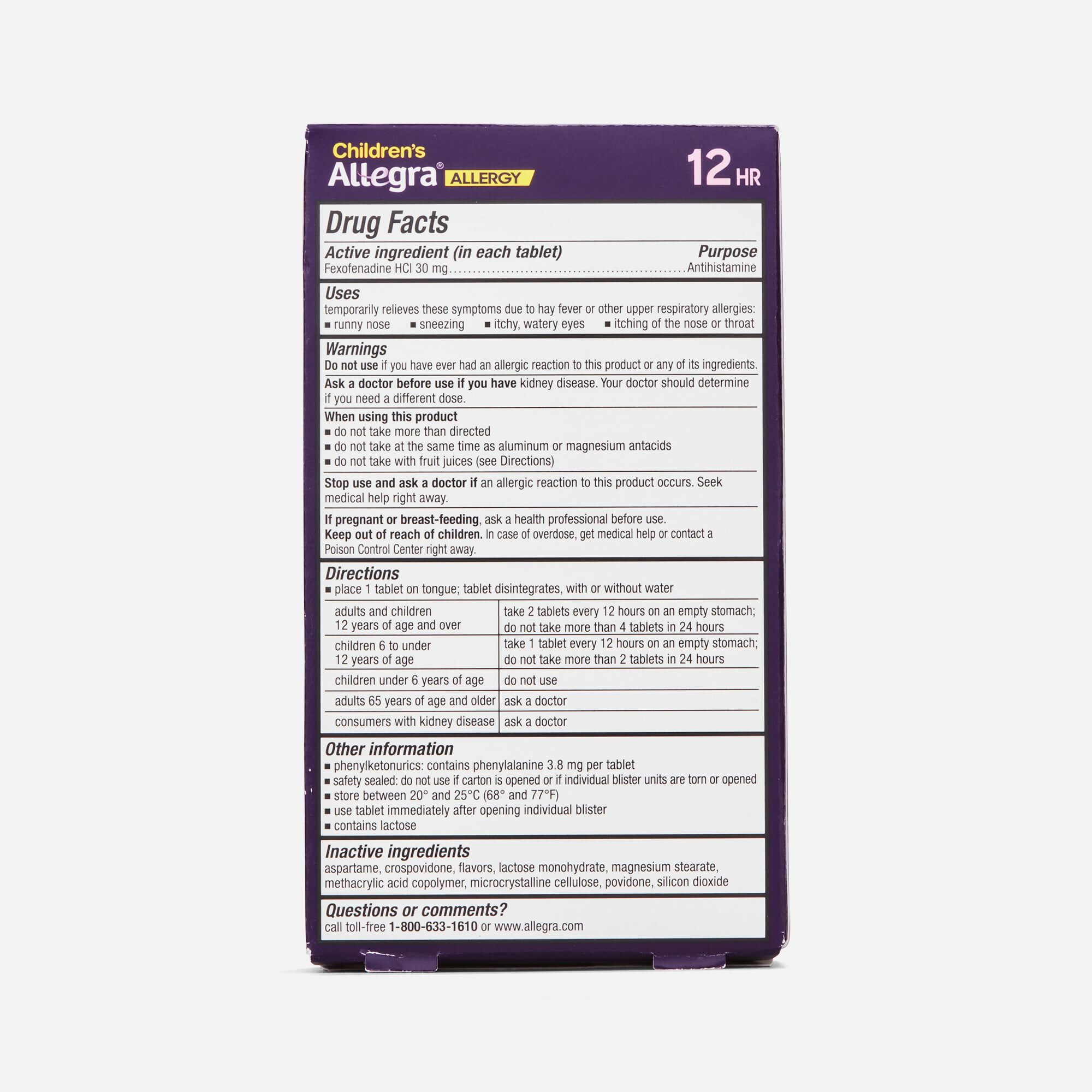 Children's Allegra Allergy 12 Hour Non-Drowsy Dissolve Tablets, Orange Cream, 24 ct., , large