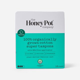 The Honey Pot Super Organic Cotton BPA Free Applicator Tampon, 18 ct.