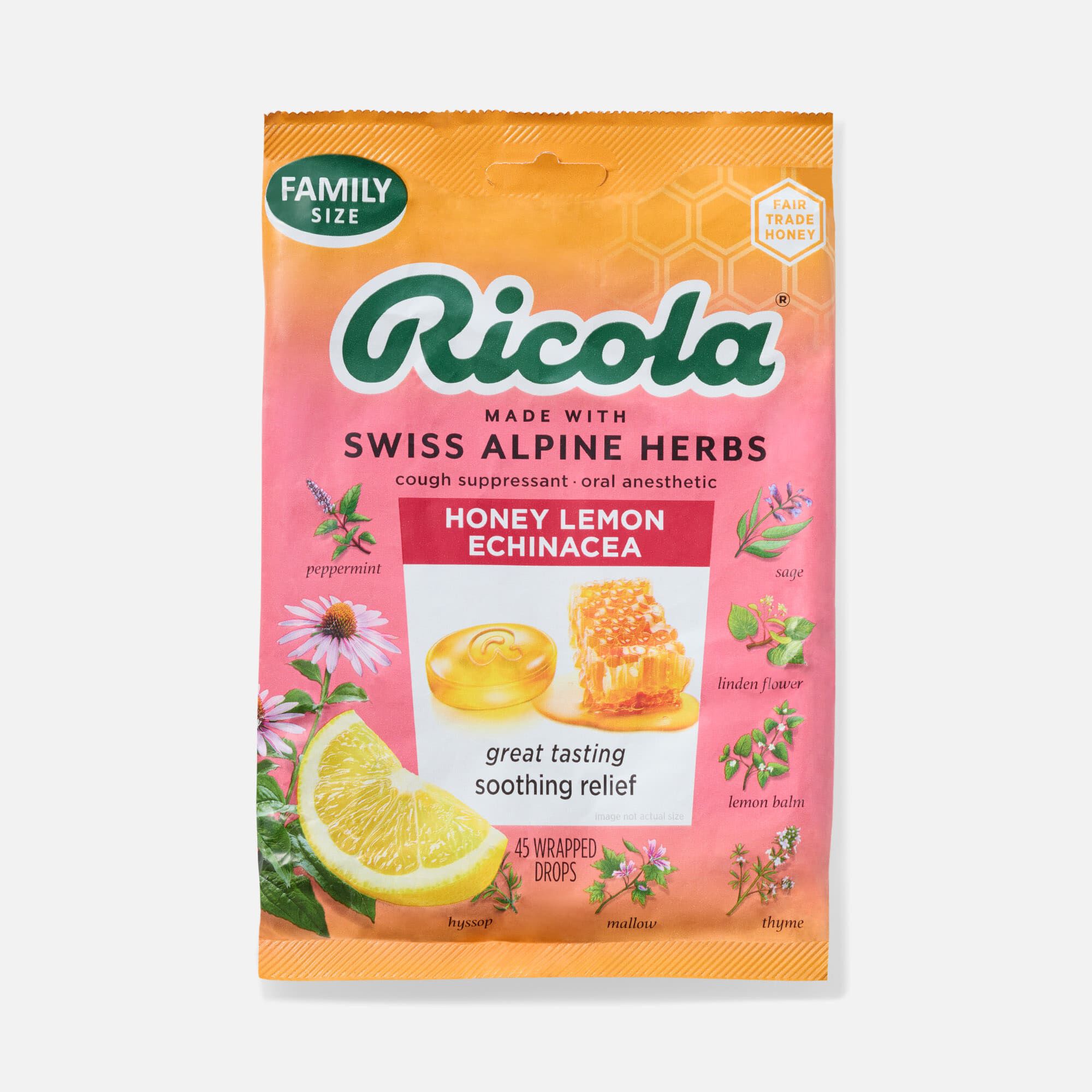 Ricola® Throat Relief & Cough Suppressant, Honey Lemon with Echinacea, 45 ct.
