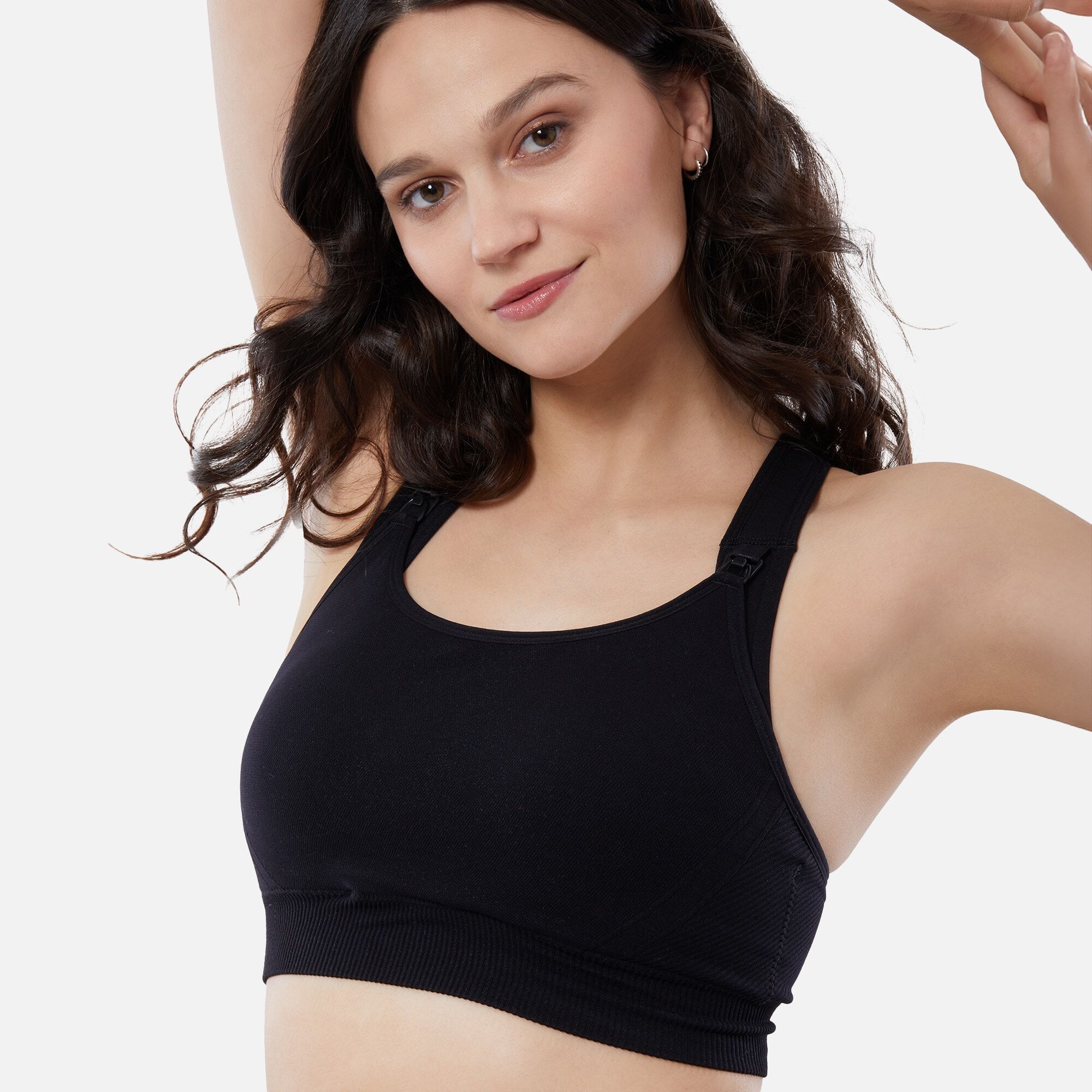 Ingrid + Isabel Basics Seamless Maternity + Nursing Sport Bra, Black, , large