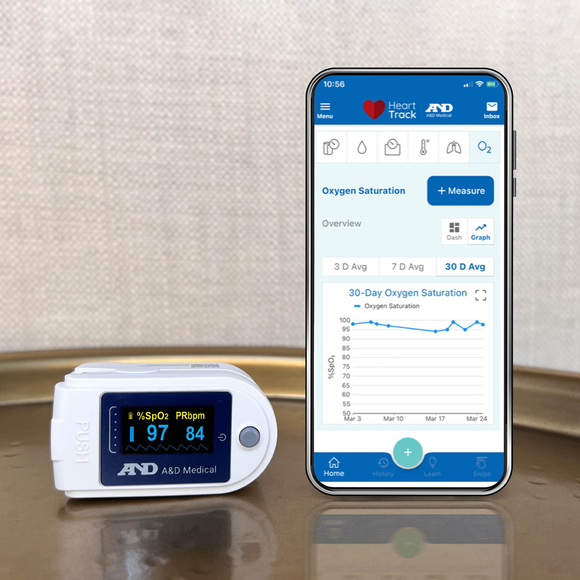 A&D Medical Essential Wireless Fingertip Pulse Oximeter, , large