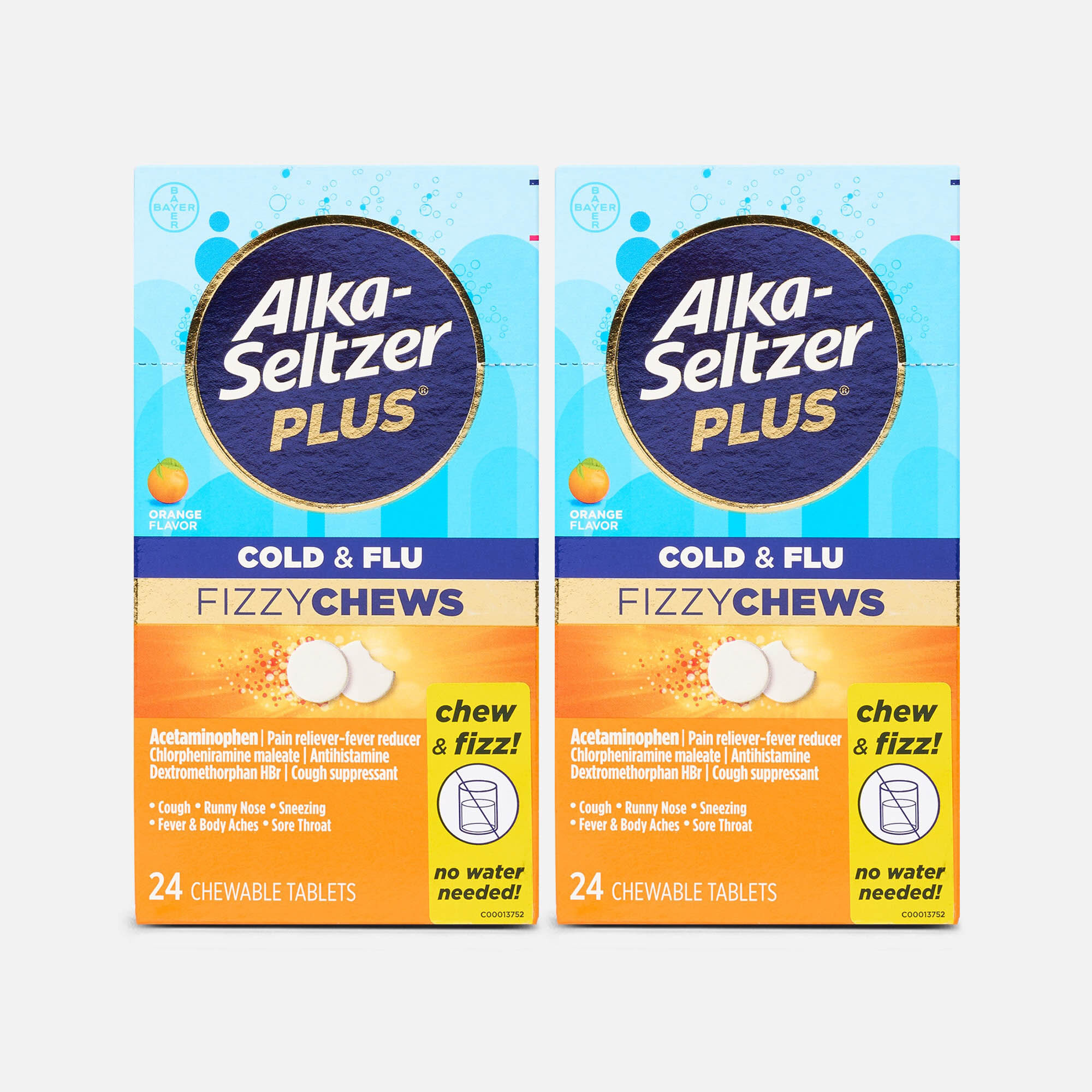 Alka-Seltzer Plus® Fizzy Chews Cold & Flu Fizzy Chews, Orange, 24 ct. (2-Pack), , large