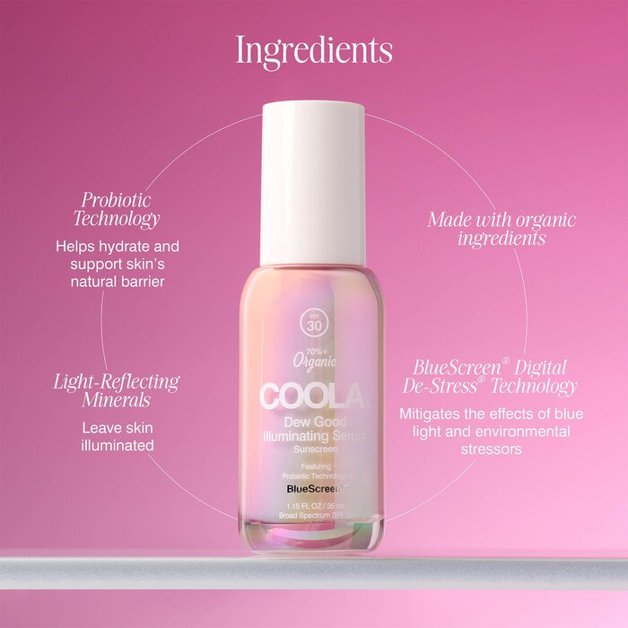 COOLA Dew Good Illuminating Serum Sunscreen with Probiotic Technology - SPF 30, 1 oz., , large