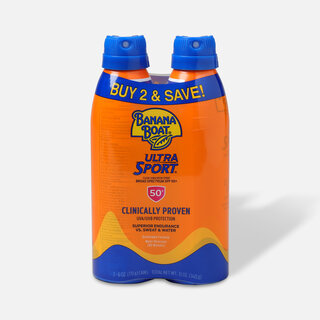 Banana Boat Ultra Sport Sunscreen Spray SPF 50+, 6 oz. (Twin Packs)