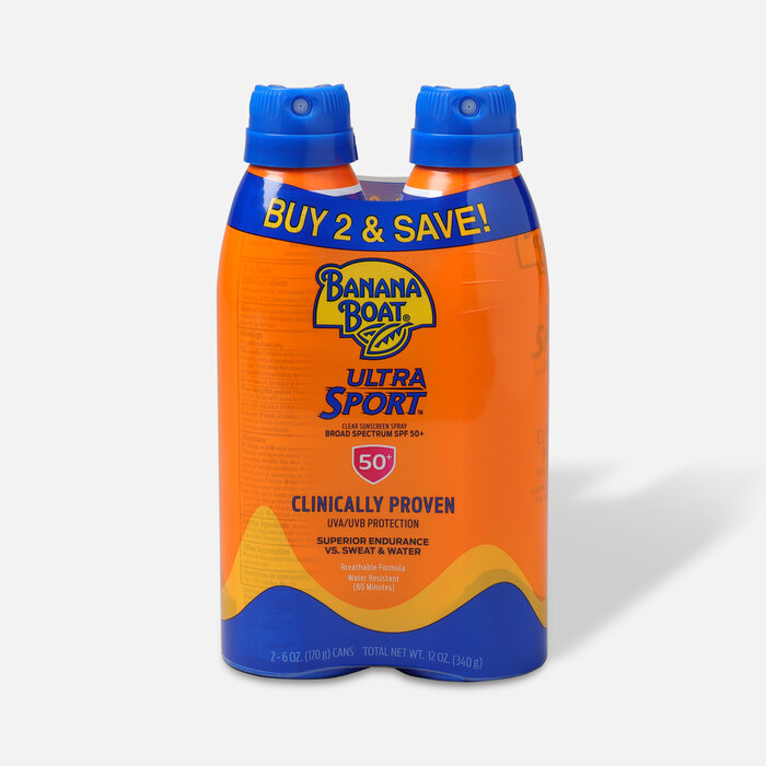 Banana Boat Ultra Sport Sunscreen Spray SPF 50+, 6 oz. (Twin Packs), , large