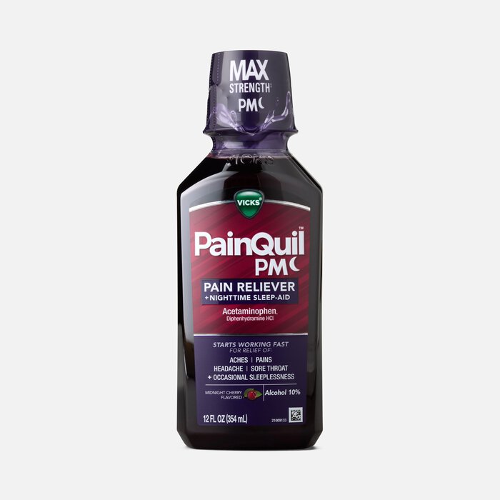 Vicks PainQuil PM Pain Relief + Sleep Aid Liquid, Midnight Cherry, 12 oz., , large