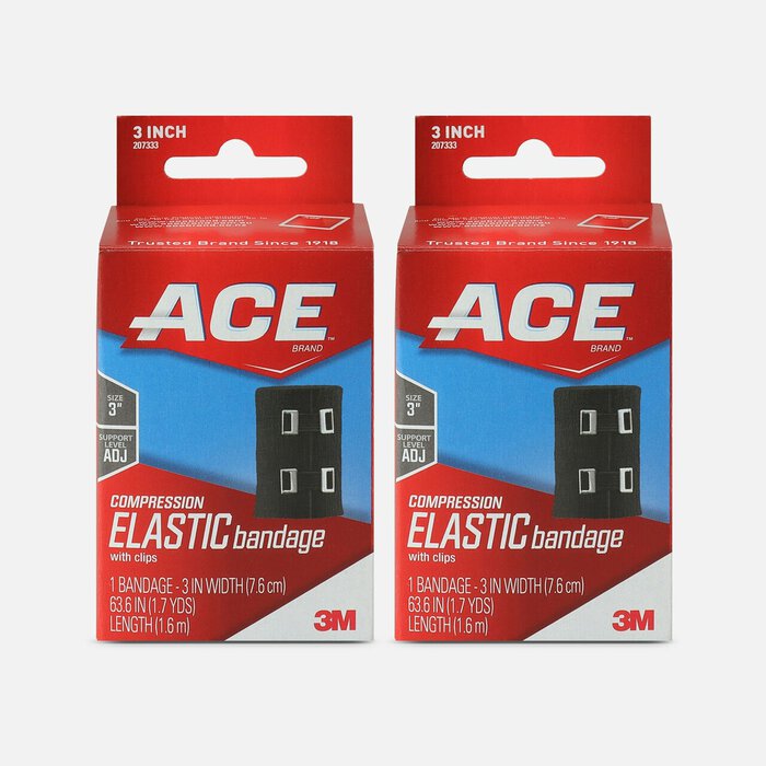 Ace Elastic Bandage with Clips - Black (2-Pack), , large