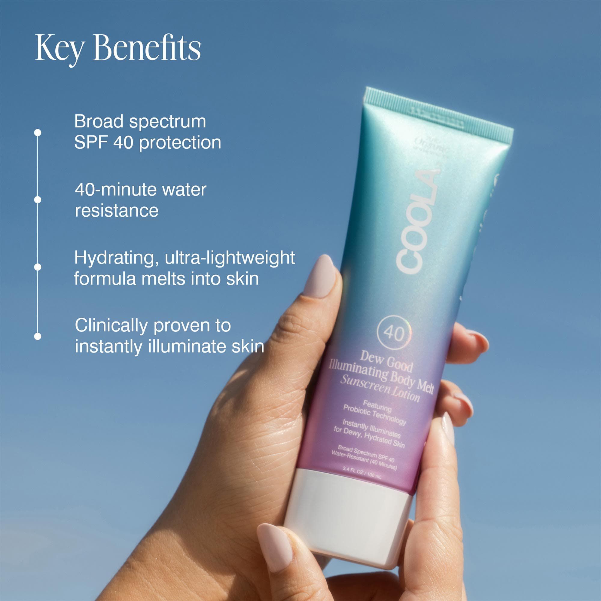 COOLA Dew Good Illuminating Body Melt SPF 40 Sunscreen Lotion, 3.4 oz., , large