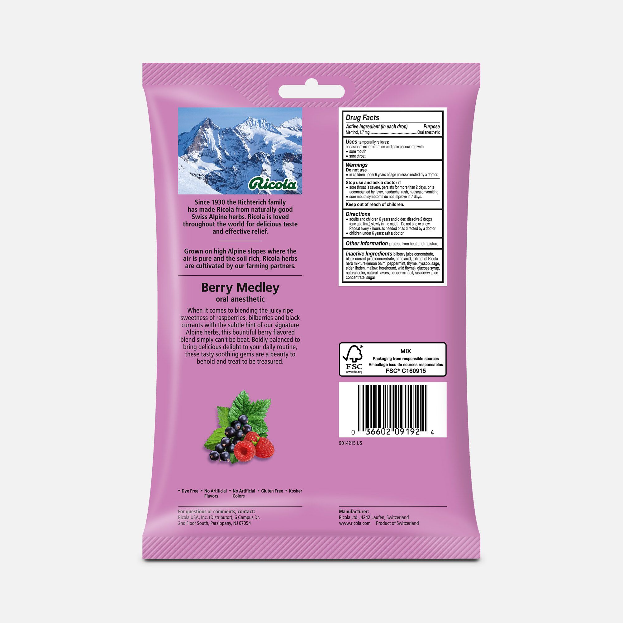 Ricola Berry Medley Throat Drops, 45 ct., , large