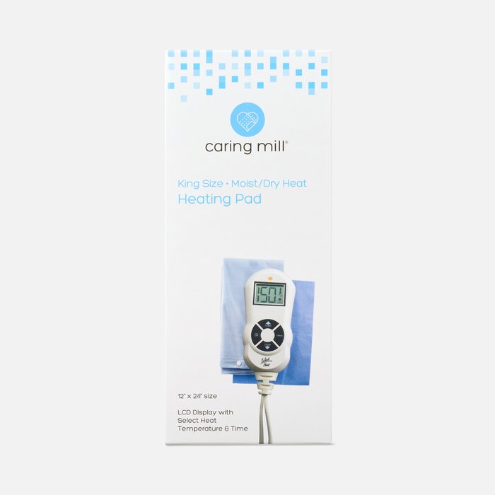 Caring Mill™ LCD Moist/ Dry Heating Pad King Size 12" x 24", , large