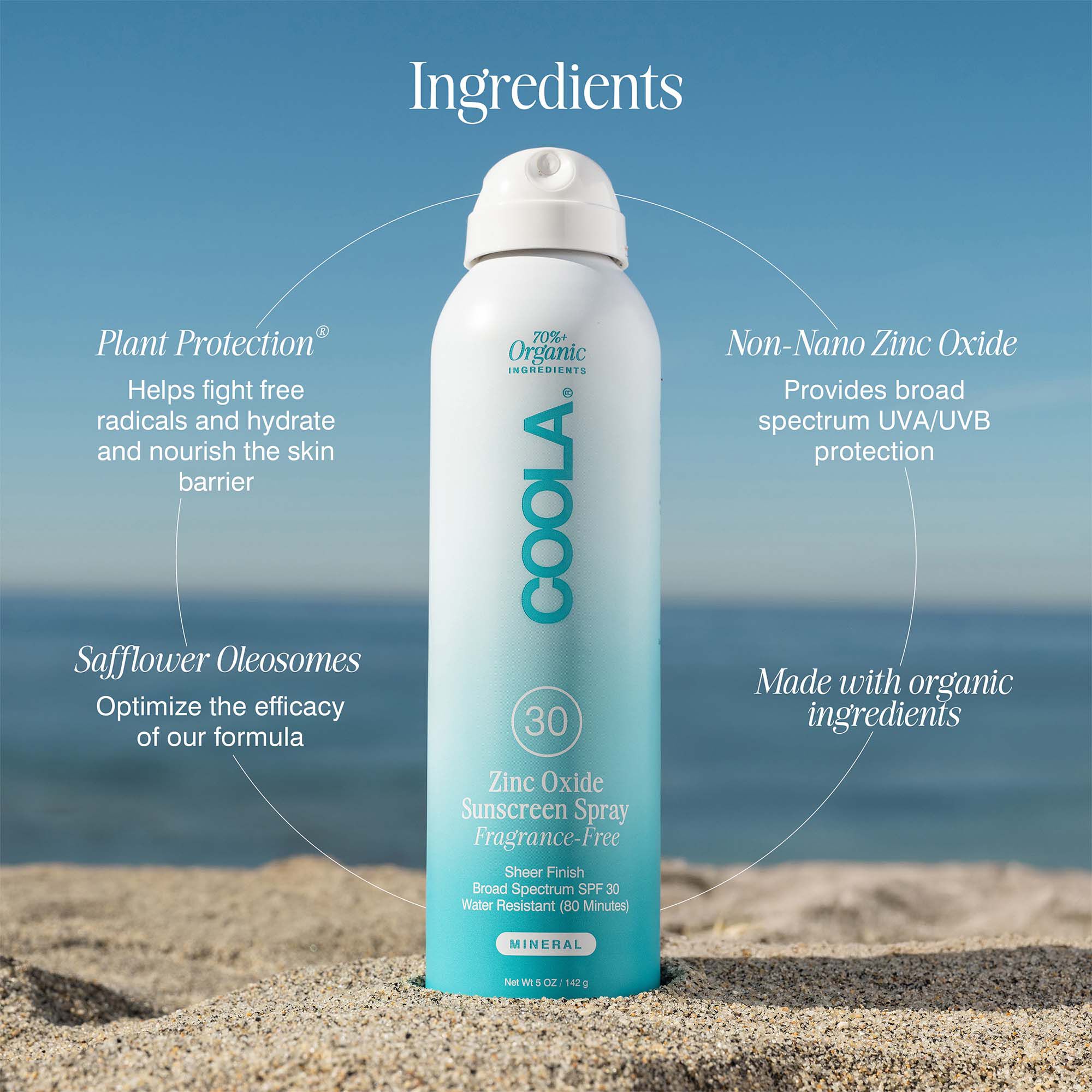 COOLA Mineral Body Organic Sunscreen Spray, SPF 30, 5 oz., , large