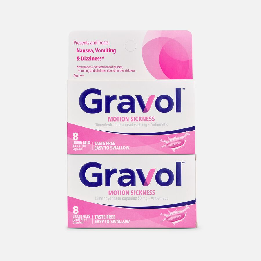 Gravol Motion Sickness Relief Liquid Gels, 8 ct. (2-Pack), , large image number 0