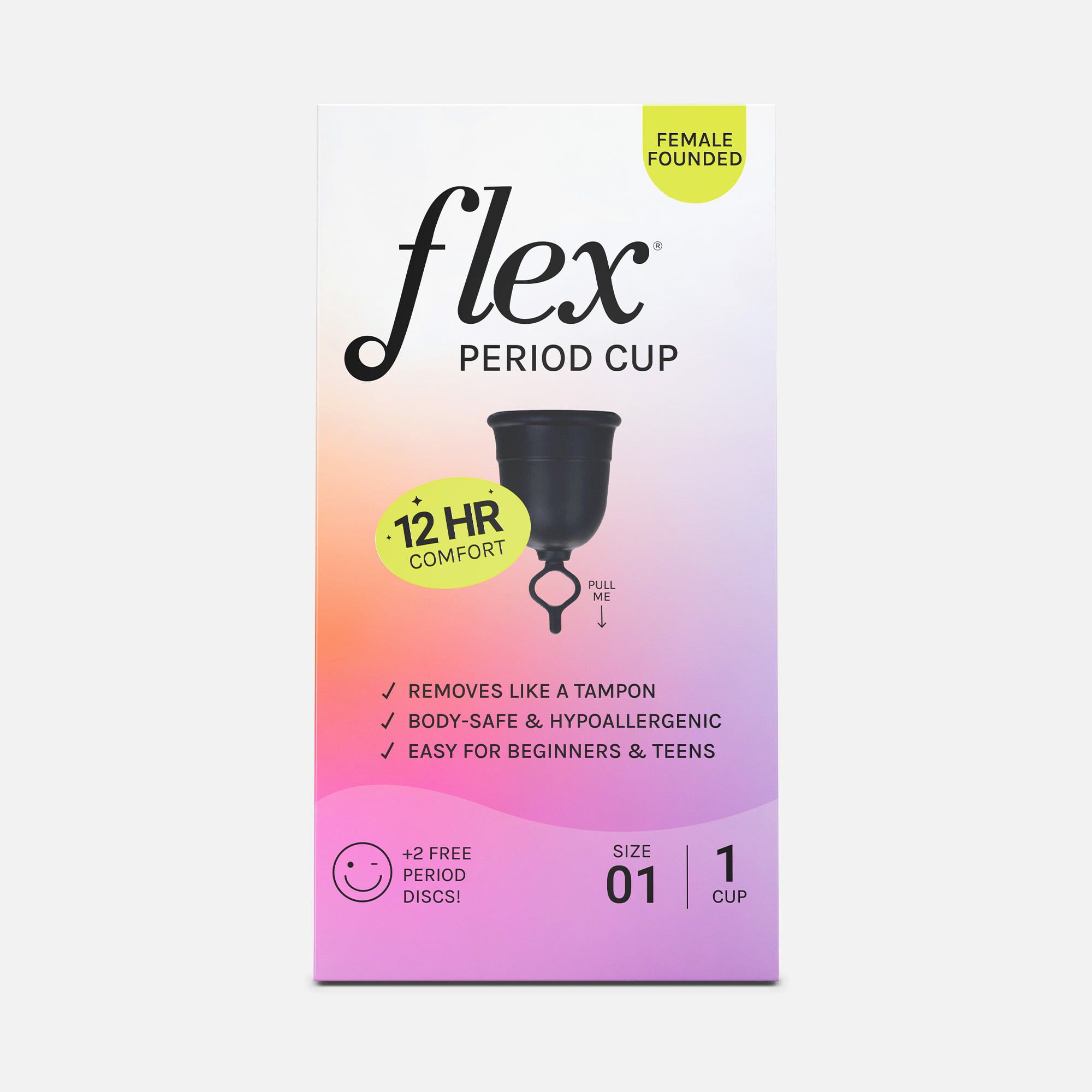 FLEX Menstrual Cup, SLIM Fit (includes 2 FREE Menstrual Discs)