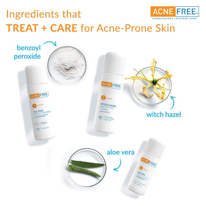 AcneFree Oil Free 24 HR Acne Clearing System, 3 Piece Kit, , large
