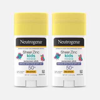 Neutrogena Sheer Zinc Kids Mineral Sunscreen Stick, SPF 50+, 1.5 oz. (2-Pack)