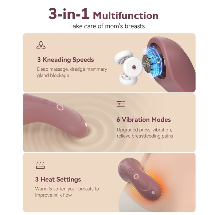 Momcozy 3-in-1 Kneading Lactation Massager, , large