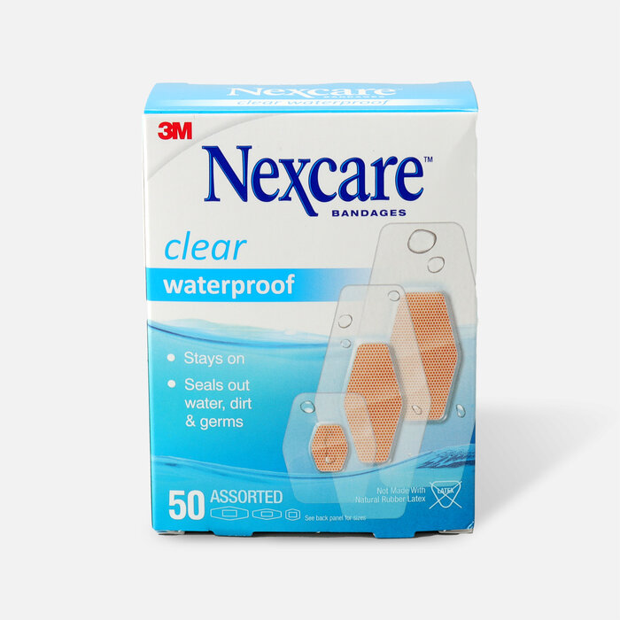 Nexcare Waterproof Clear Bandage, Assorted Sizes, 50 ct., , large