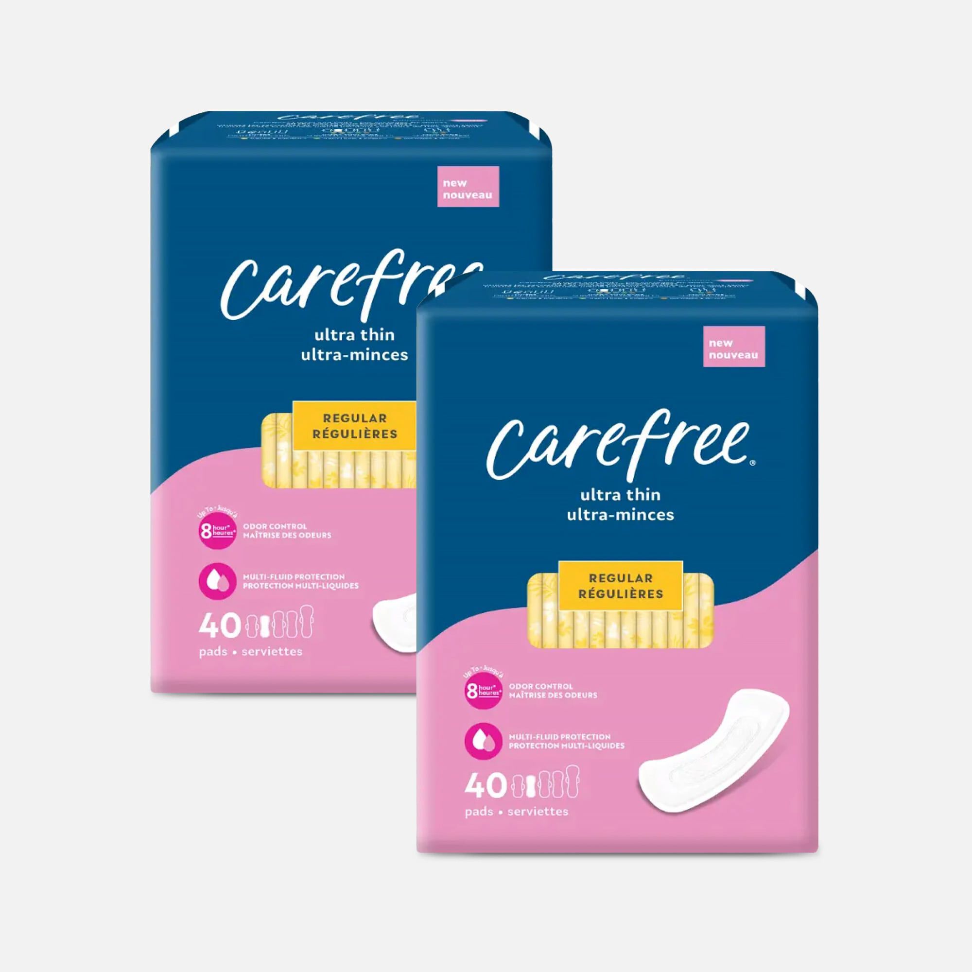 Carefree Ultra Thin Regular Pads, Wingless, 40 ct. (2-Pack), , large