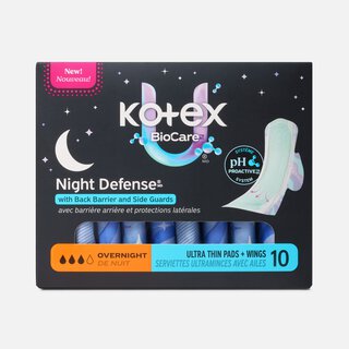 Kotex® BioCare™ Ultra Thin Overnight Pads With Wings, Heavy Absorbency, 10 ct.