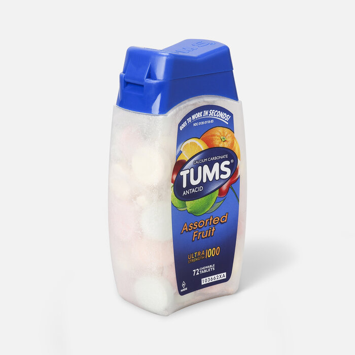 TUMS Ultra Strength Assorted Fruit Antacid Chewable Tablets for Heartburn Relief, 72 ct., , large