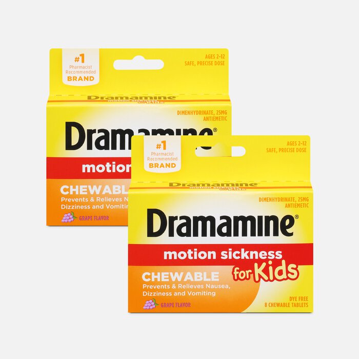 Dramamine Motion Sickness Relief for Kids, Grape Flavor, 8 ct. (2-Pack), , large
