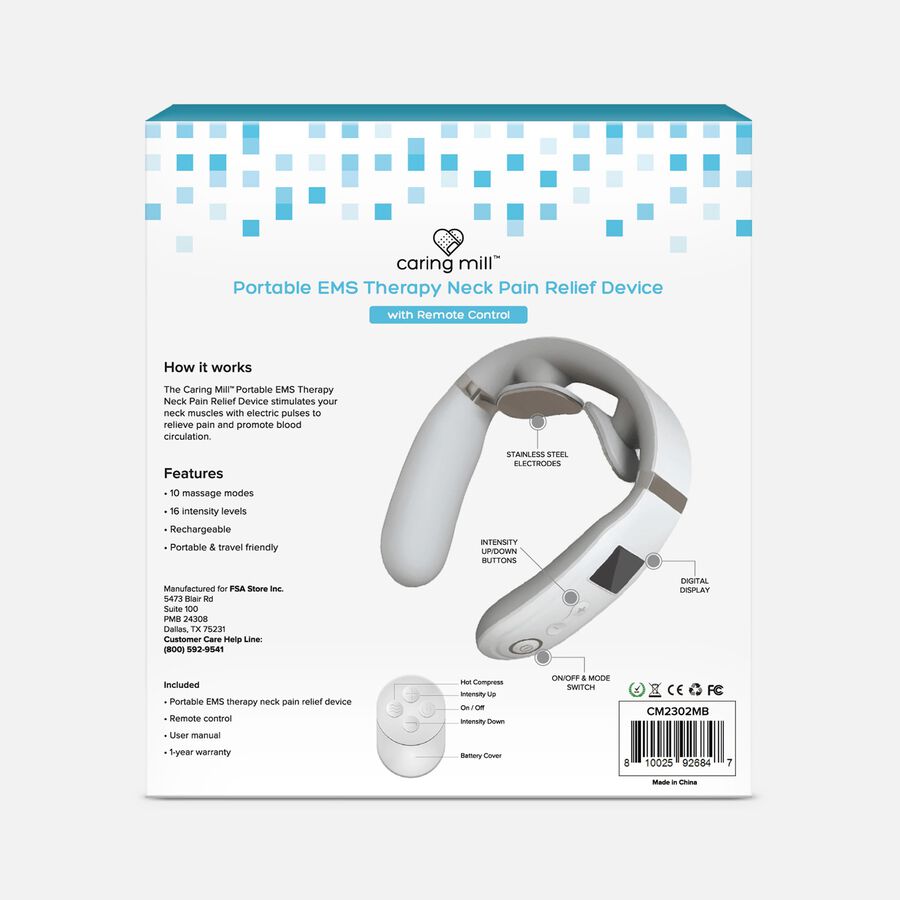 Caring Mill™ Cordless Portable Neck EMS Pain Relief Device with Heat Therapy, , large image number 2