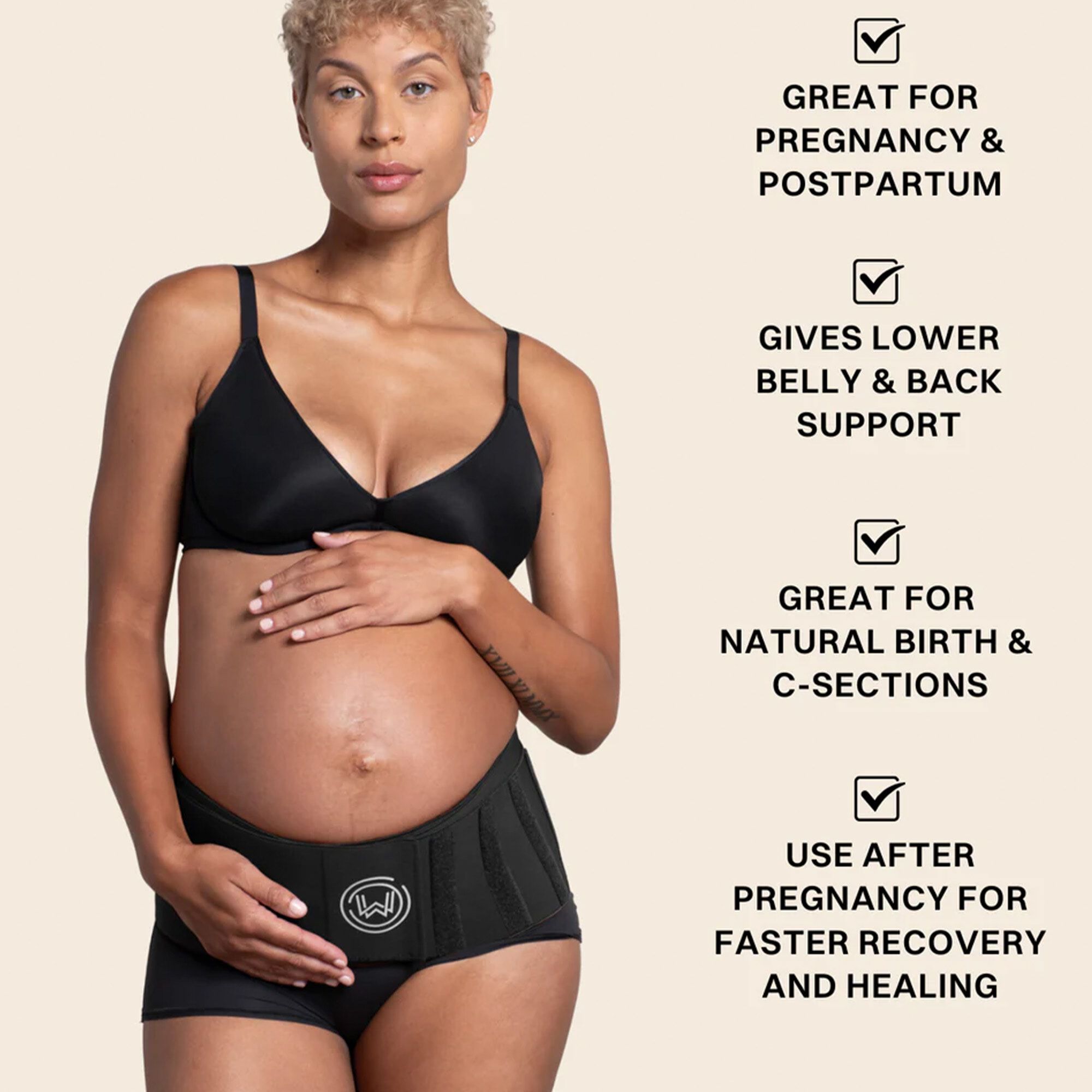 What Waist Maternity Wrap Band, Black, , large