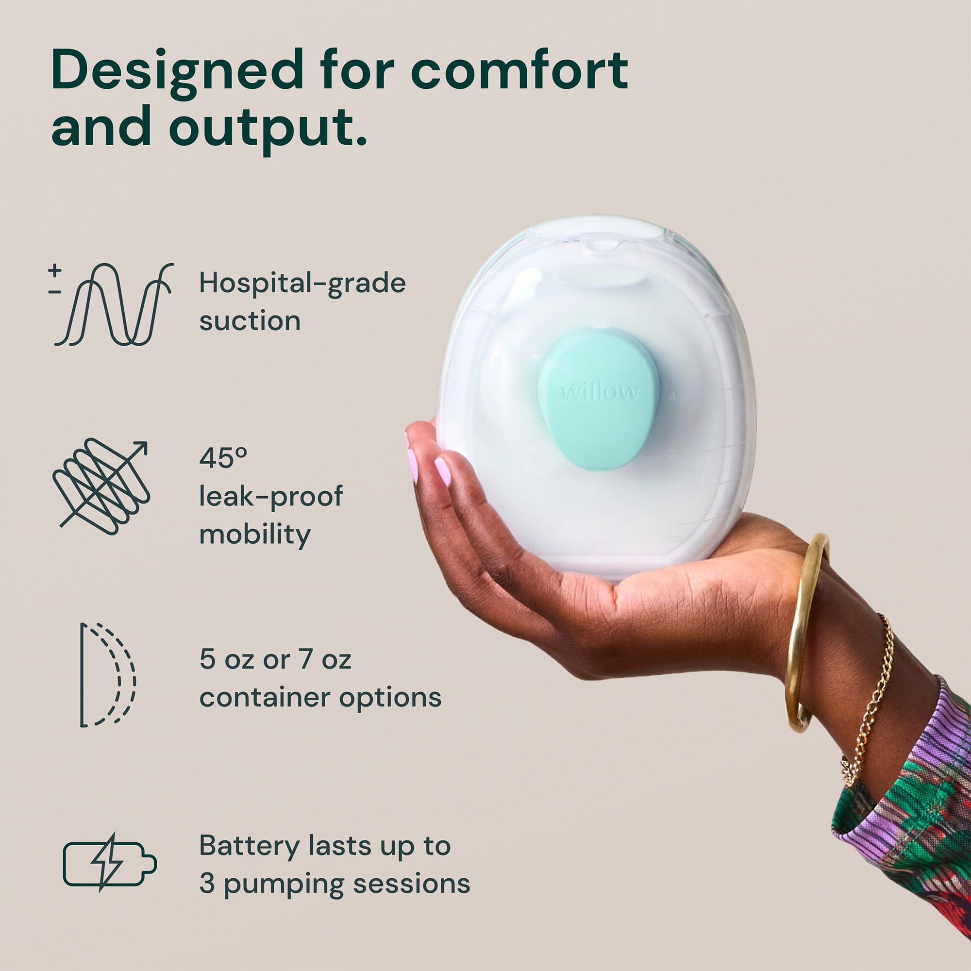 Willow Go™ Wearable Hands-Free, Cord-Free Double Electric Breast Pump, , large
