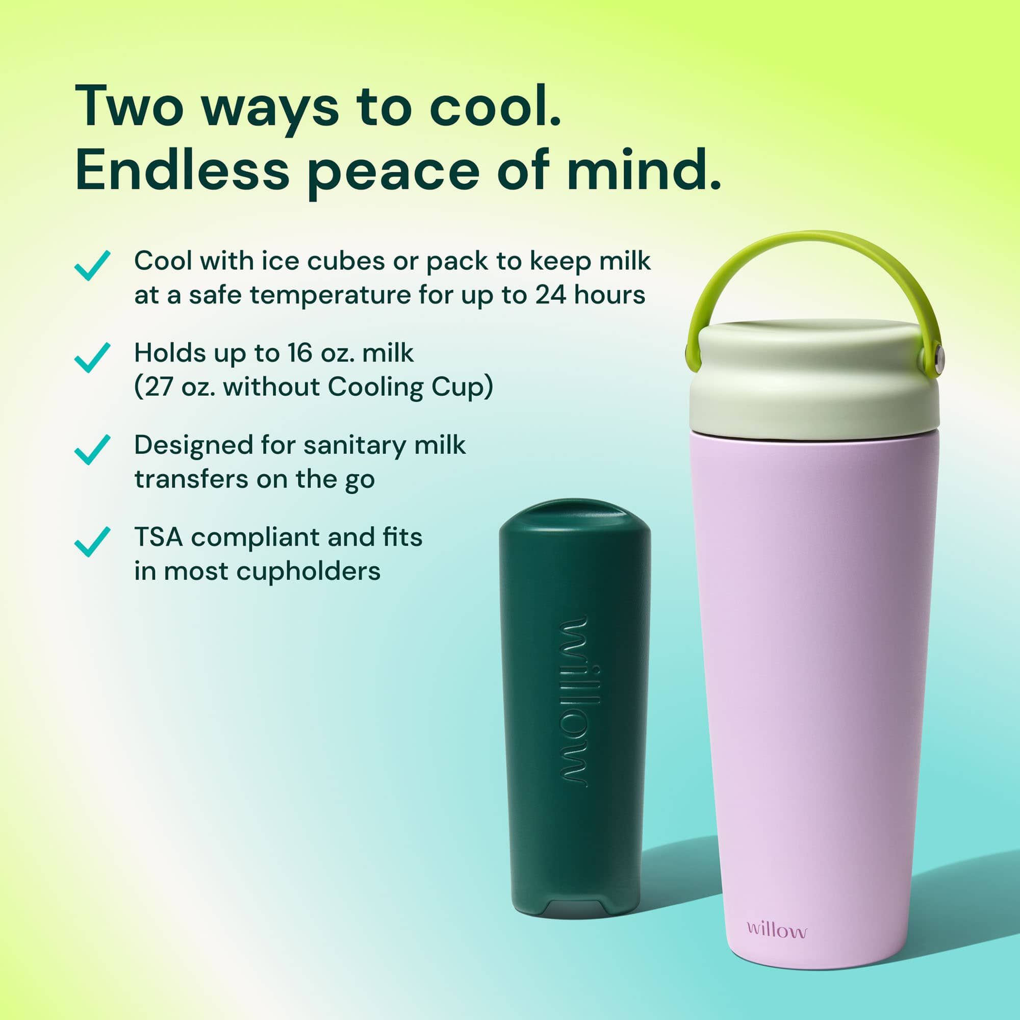 Willow Portable Milk Cooler, 16 fl. oz., Purple, , large