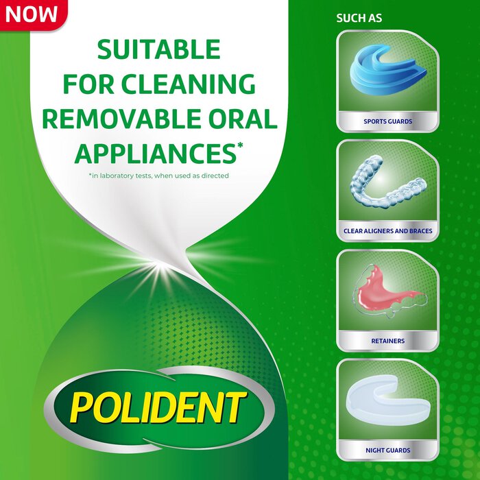 Polident Overnight Whitening Antibacterial Dental Appliance Cleanser Tablets, 90 ct., , large
