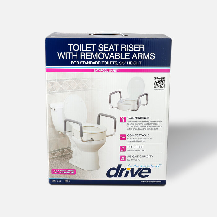 Drive Medical Toilet Seat Riser with Removable Arms, , large