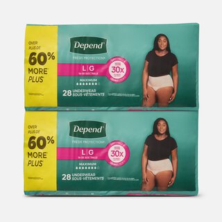 Depend FIT-FLEX Underwear, Maximum Absorbency, Large, 28 ct. (2-Pack)