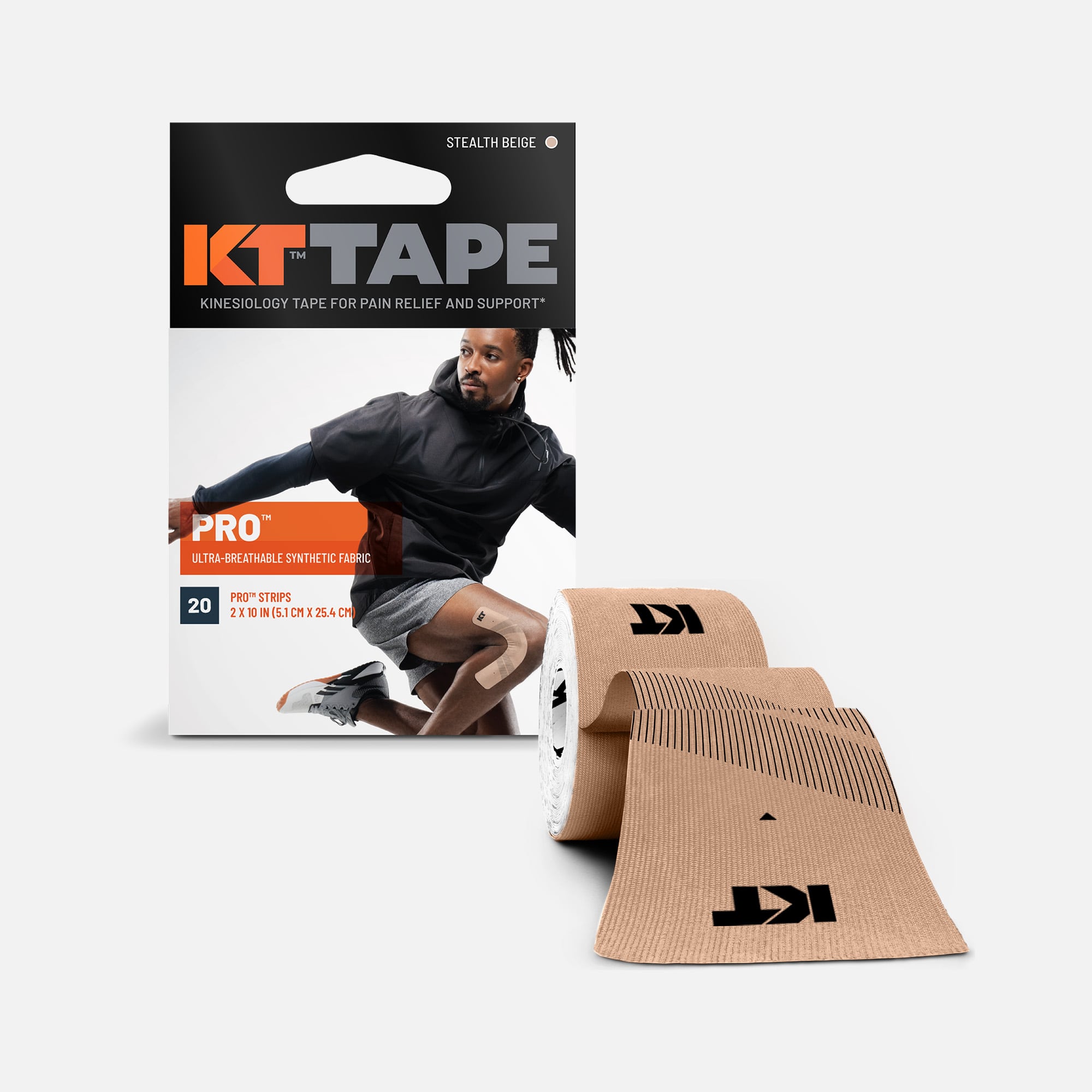 KT TAPE PRO, Pre-cut, 20 Strip, Synthetic, Jet Black