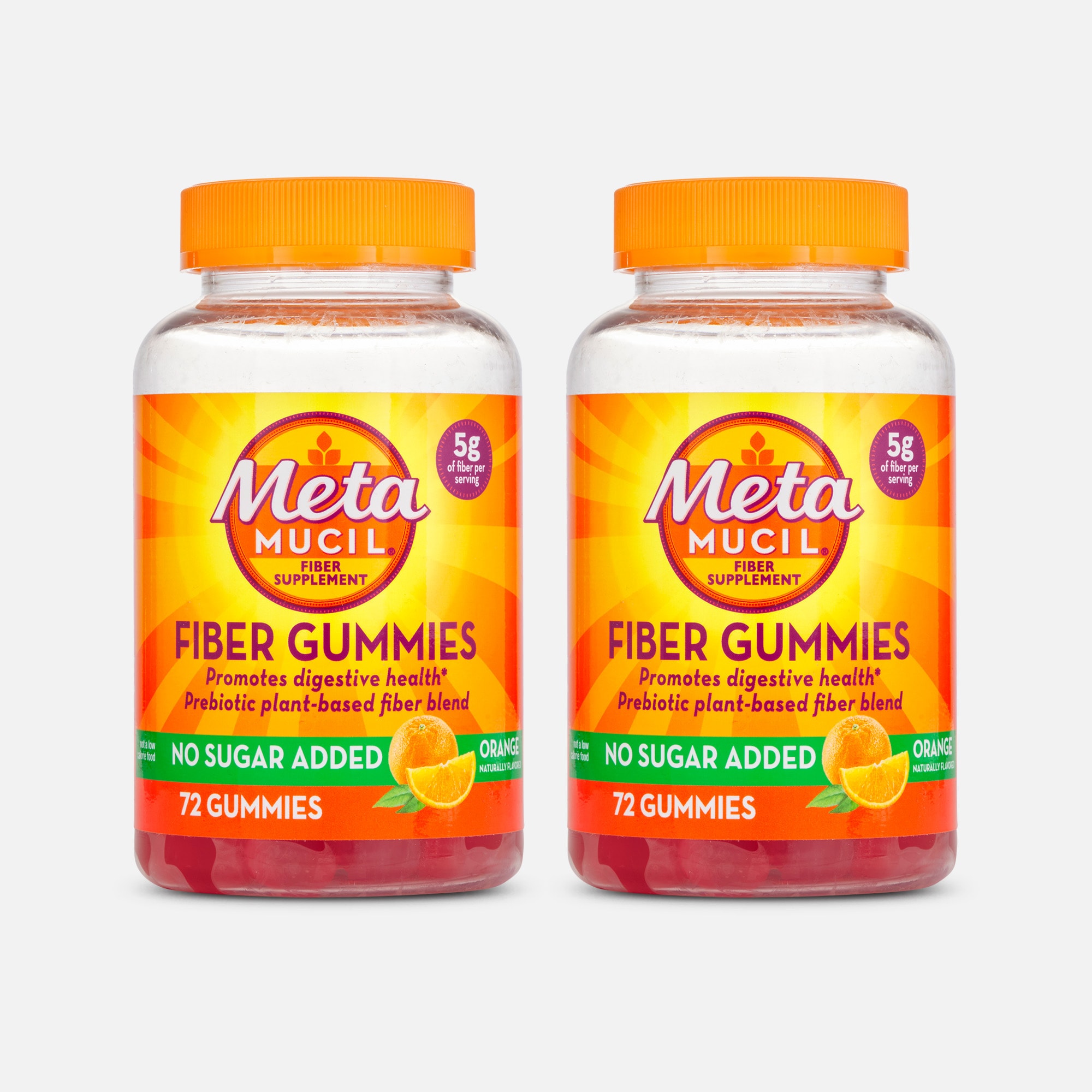 Metamucil Fiber Gummies, No Sugar Added, Orange,  72 ct. (2-Pack)