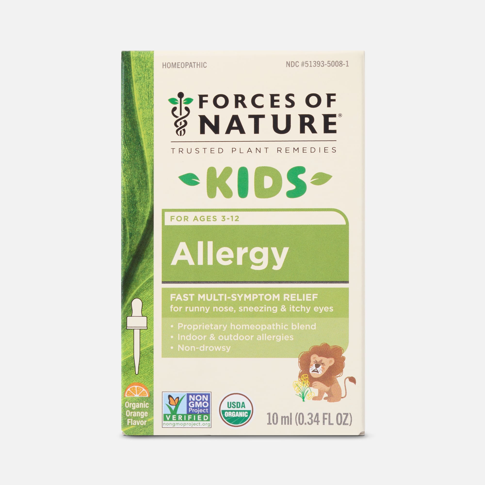 Forces of Nature Allergy Relief for Kids Sublingual Drops, Orange, 10ml