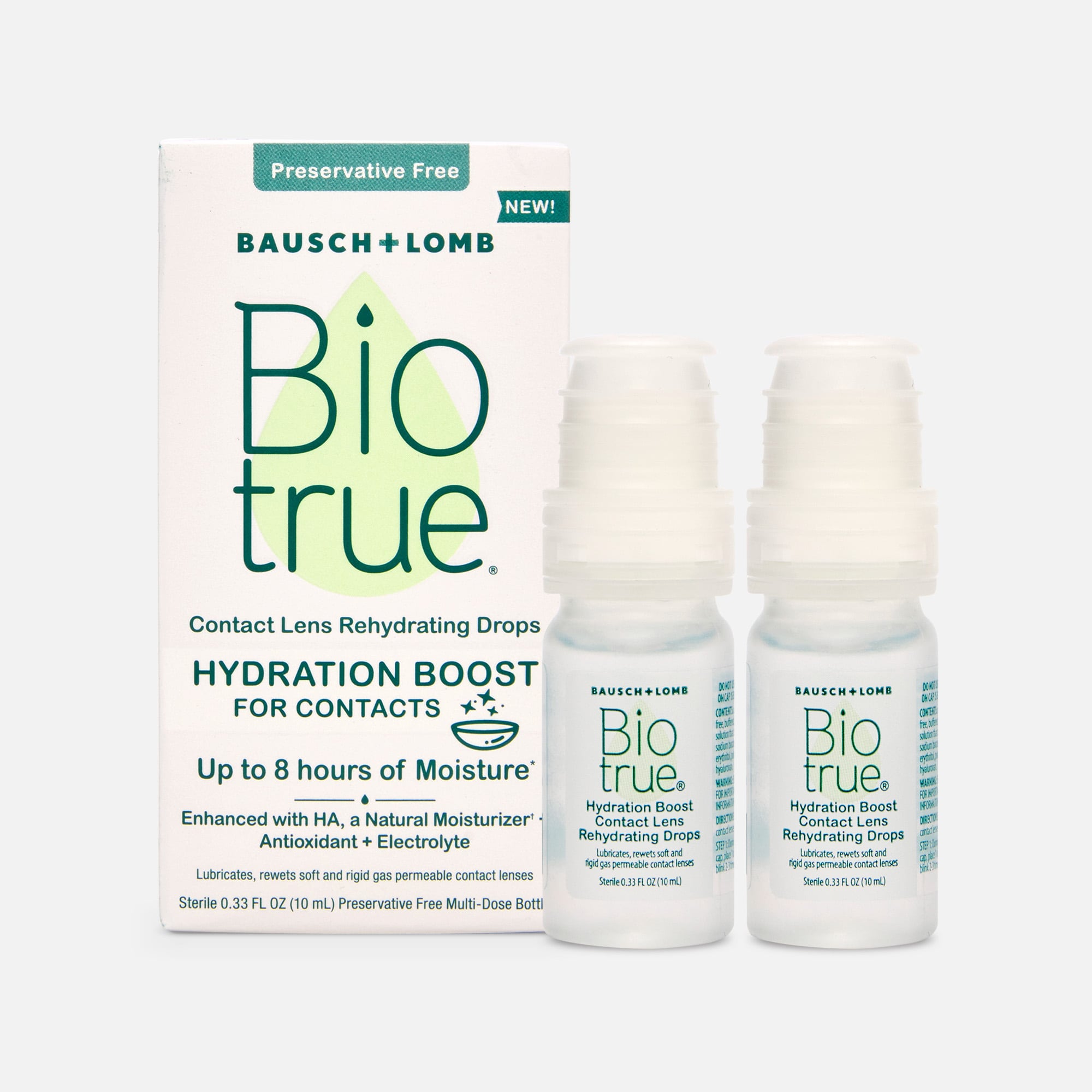 Bausch + Lomb Biotrue Hydration Boost Contact Lens Drops, 0.33 fl oz. (2-Pack)