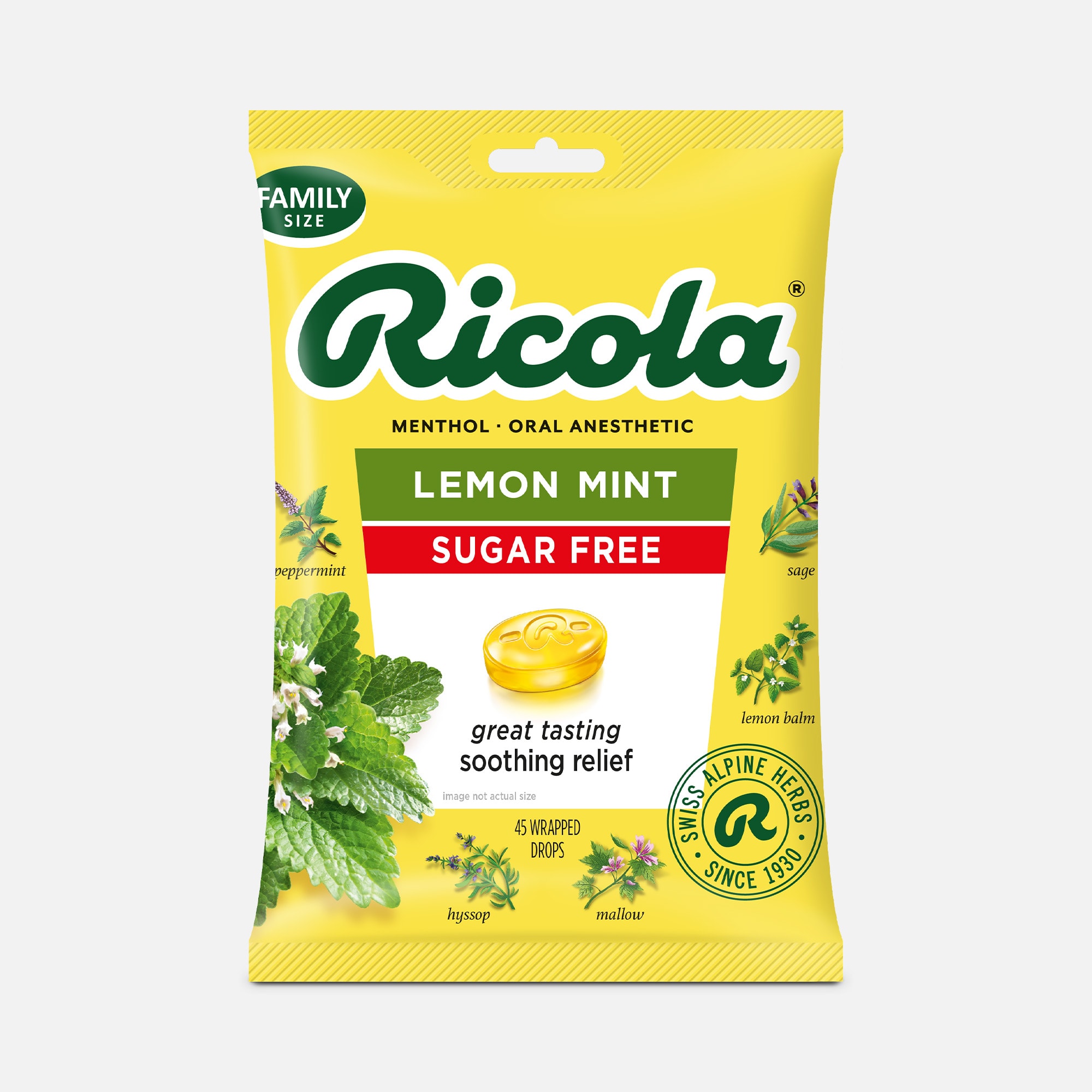 Ricola Sugar Free Lemon Mint Throat Drops, 45 ct.