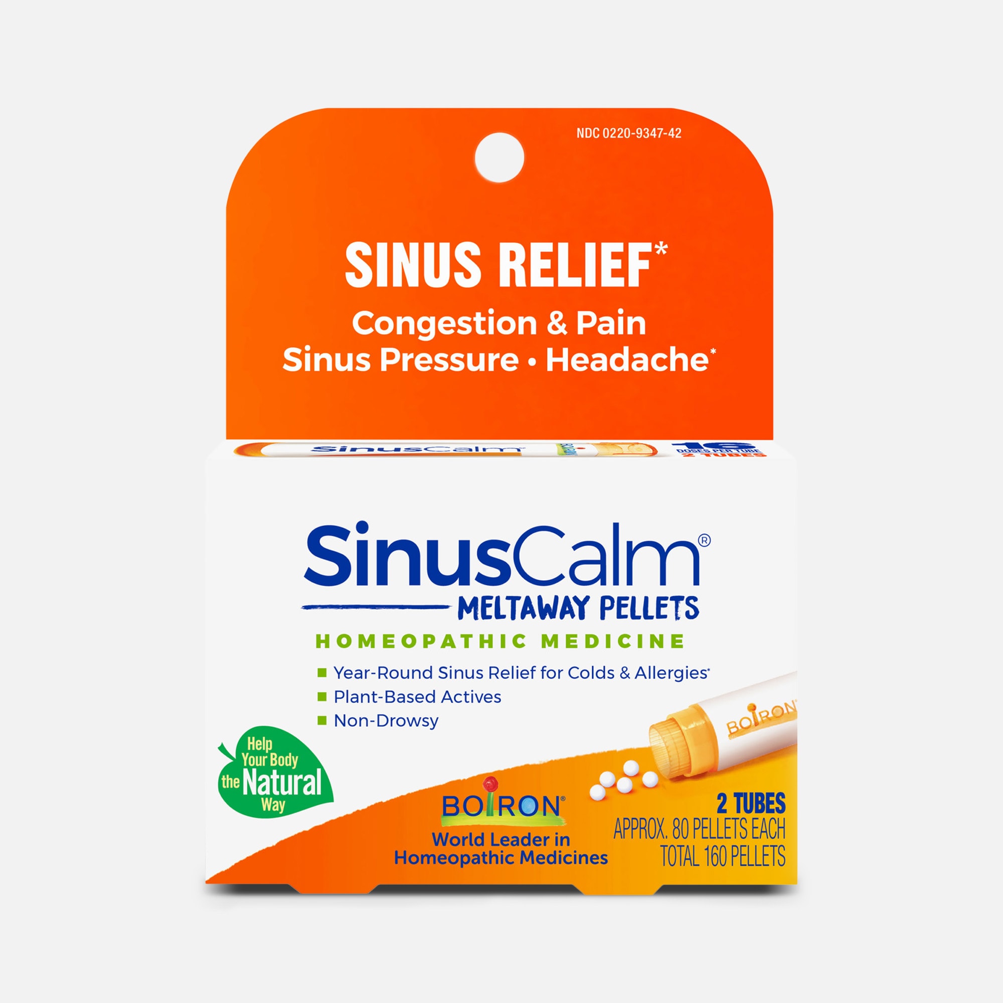Boiron SinusCalm® Pellets, 2 Tubes, 160 ct.