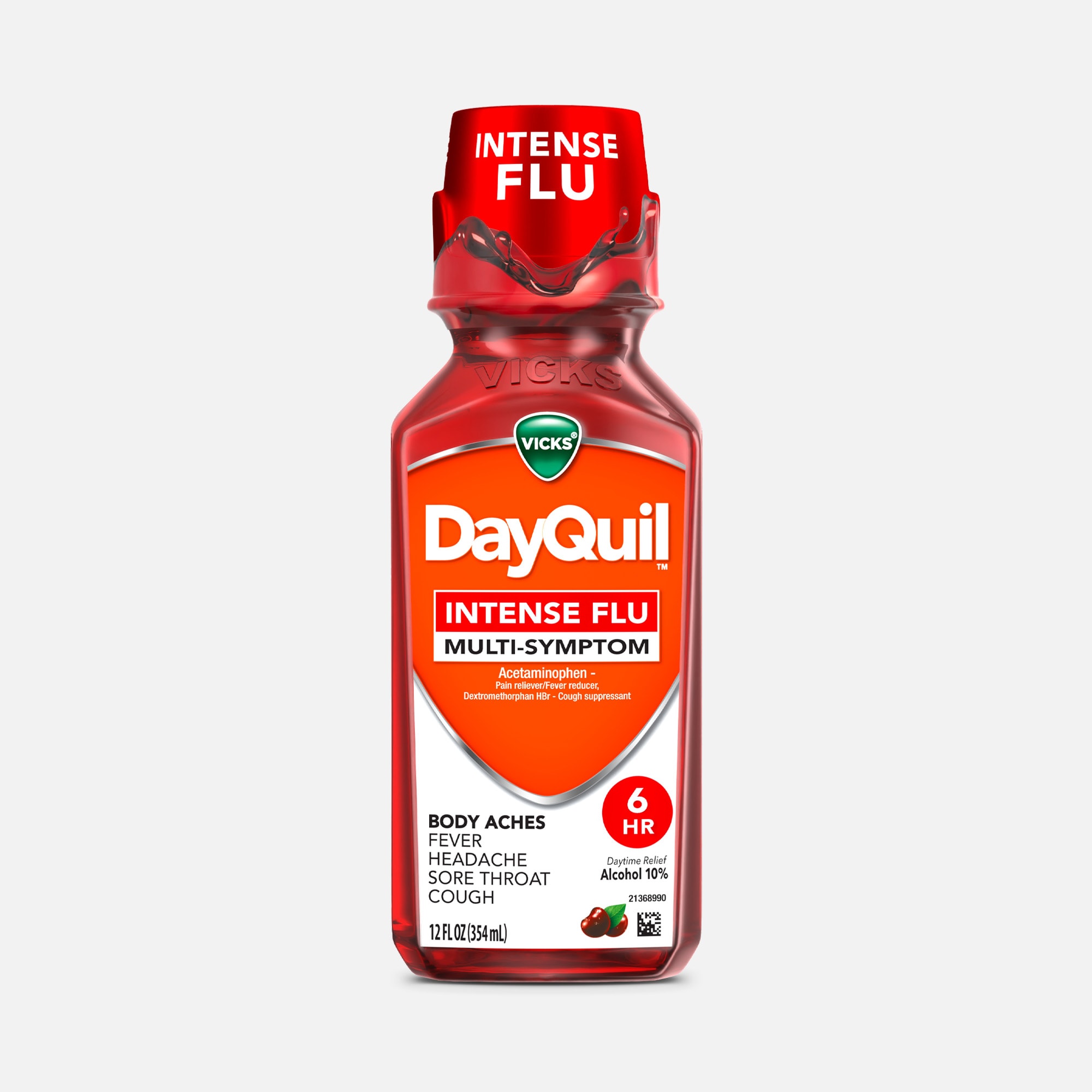 Vicks® DayQuil™ Intense Flu Liquid, Daytime Flu Medicine, Cherry, 12 fl oz.