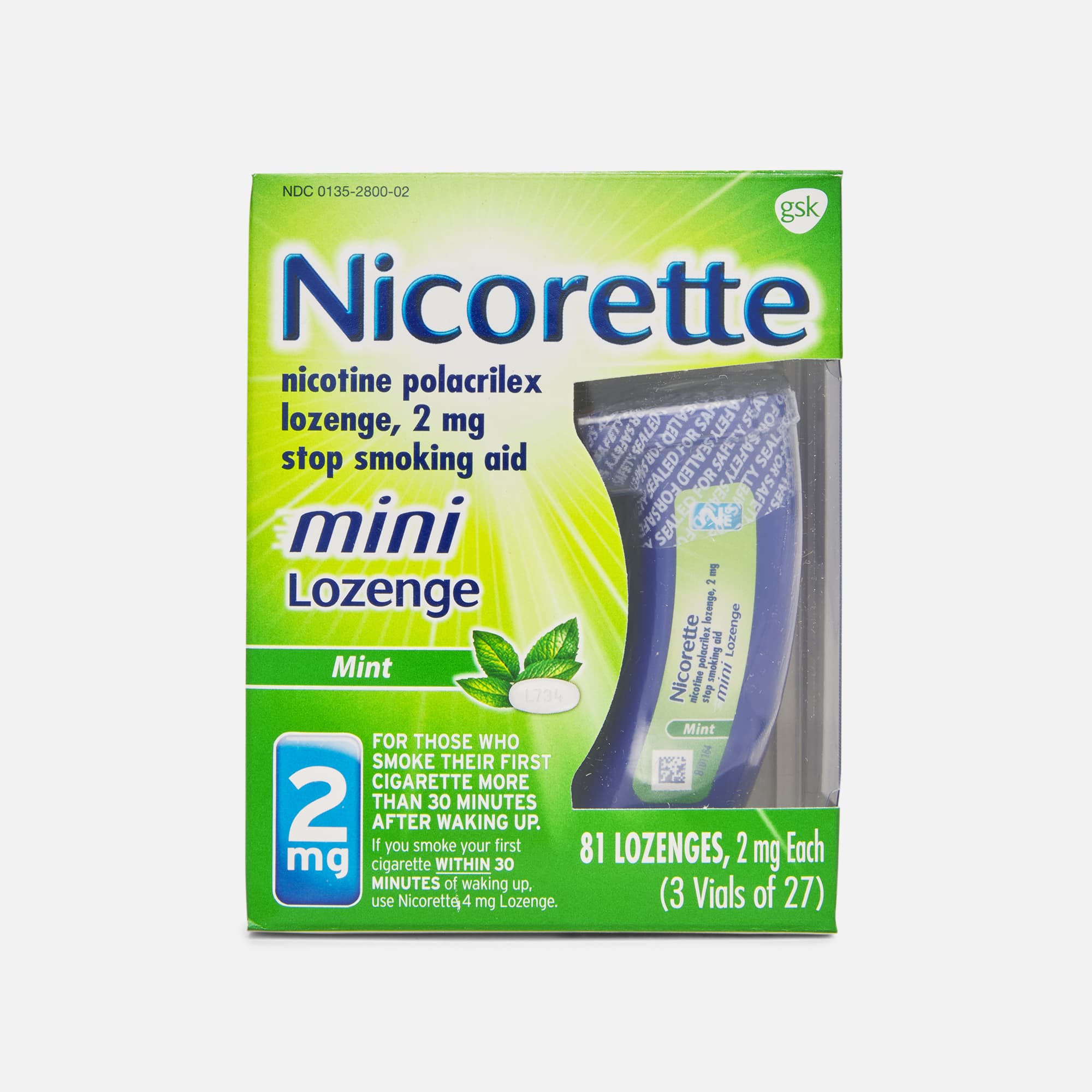 Nicorette Nicotine Mini Lozenges, Mint, 2mg, 81 ct.