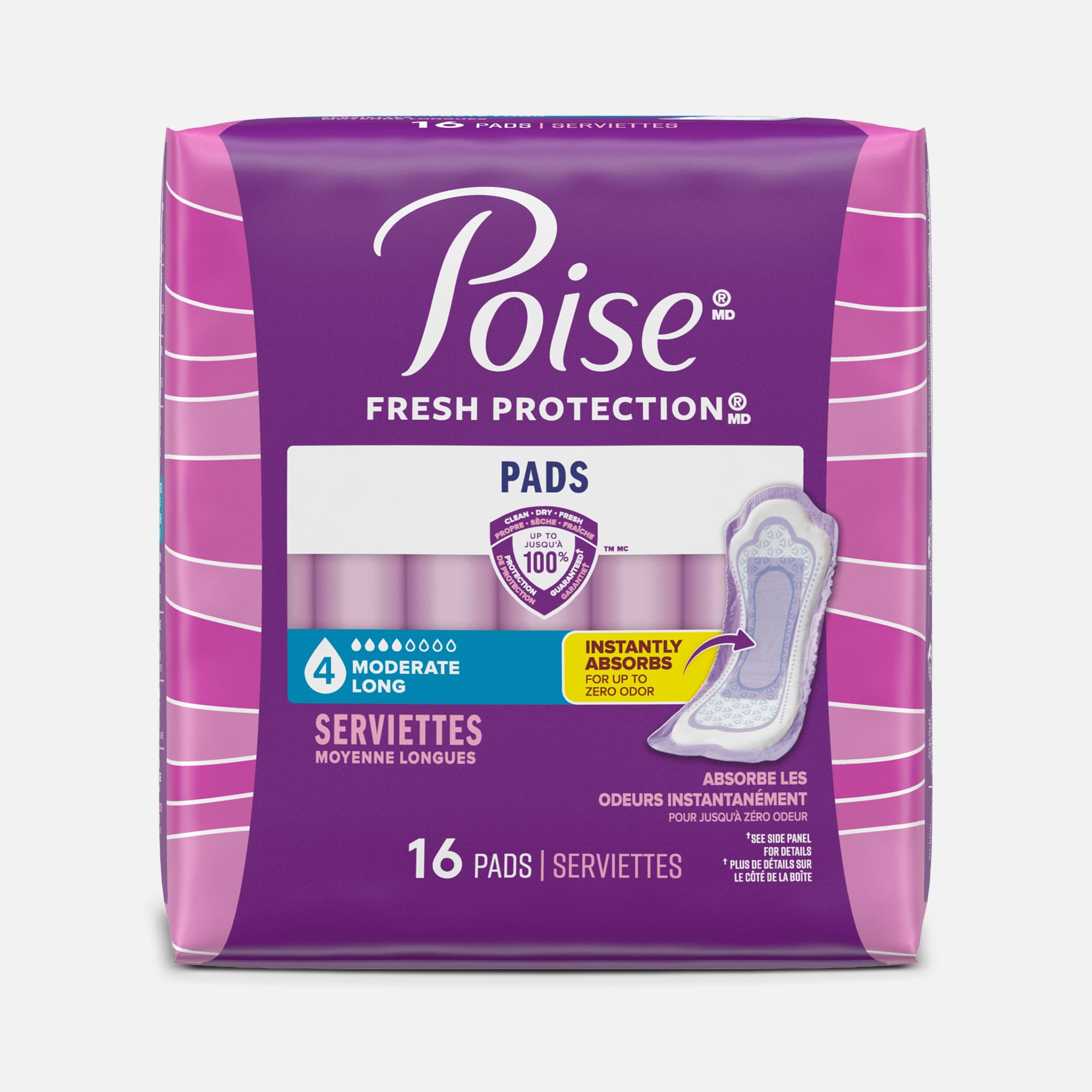 Poise Incontinence Pads, Moderate Long, 16 ct.