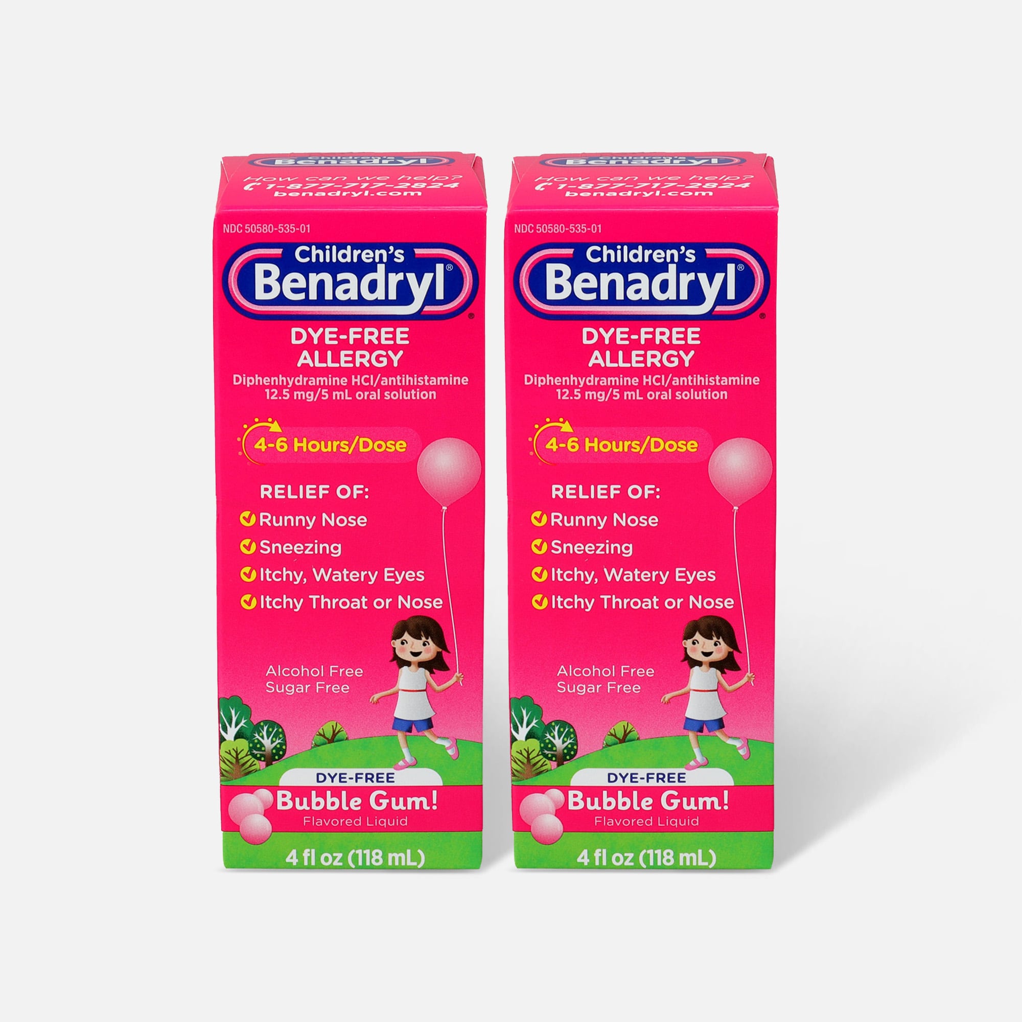 Children's Benadryl Oral Solution, Bubble Gum Flavored, 4 fl oz. (2-Pack)