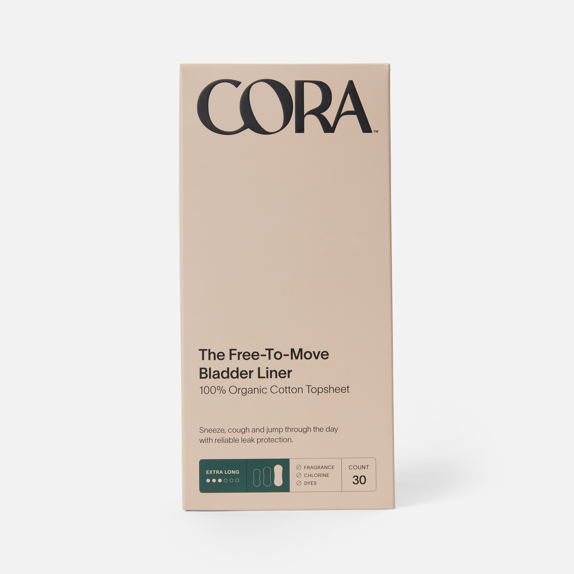 Cora Organic Bladder Extra-Long Liners, 30 ct.