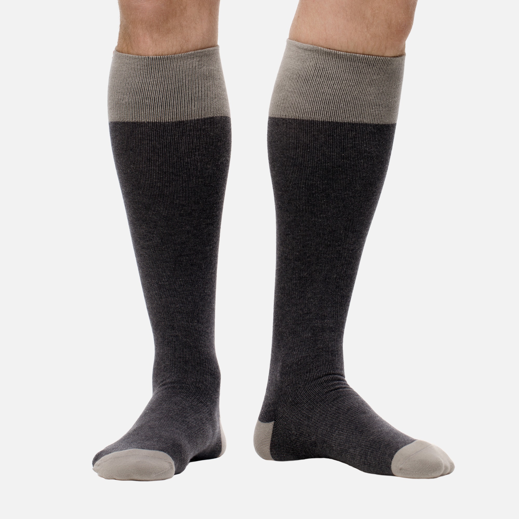 VIM & VIGR Heathered Collection Cotton Compression Socks, Dark and Light Grey, Wide Calf S/M, 30-40 mmHg