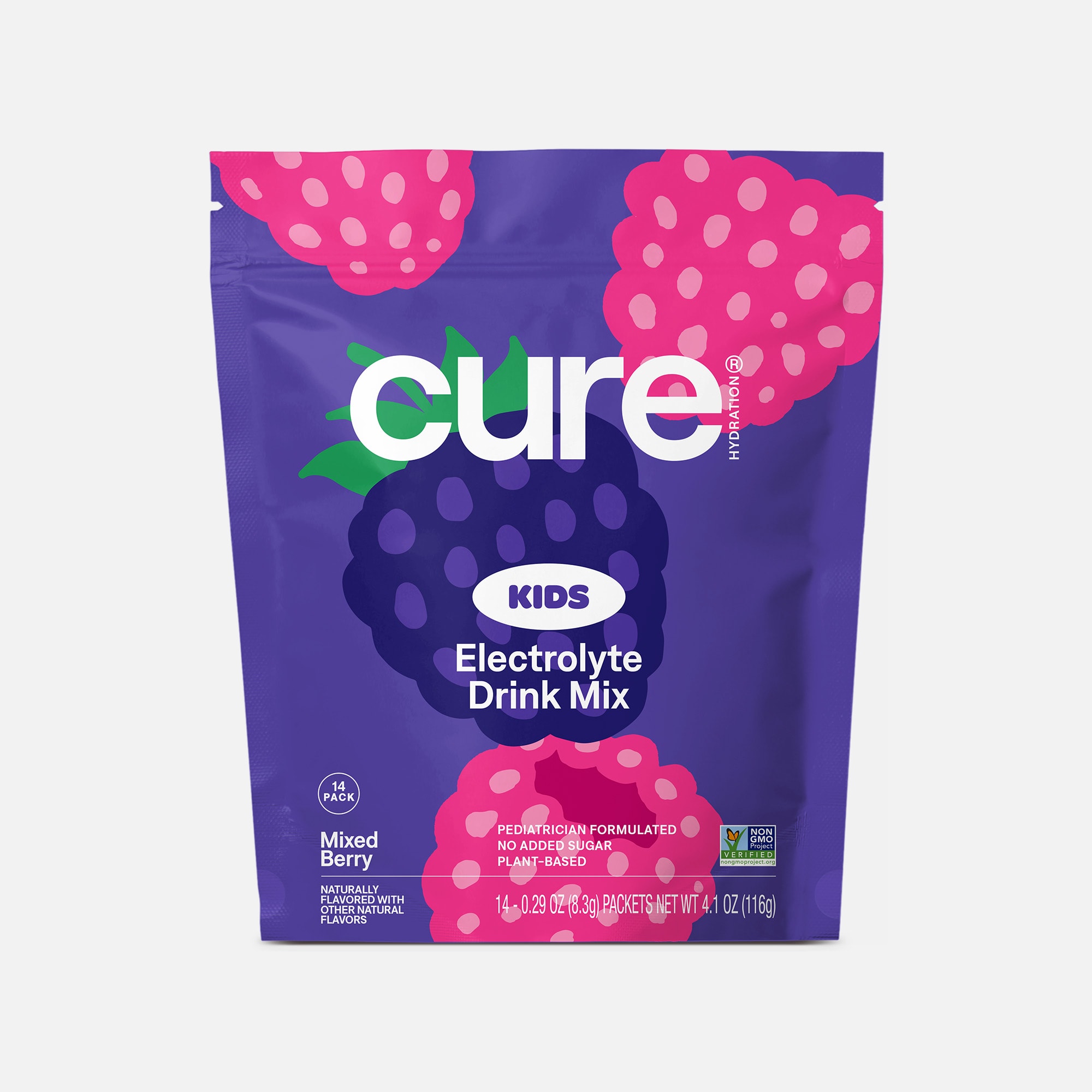 Cure Kids Hydrating Electrolyte Drink Mix Pouches, Pink Lemonade, 14 servings