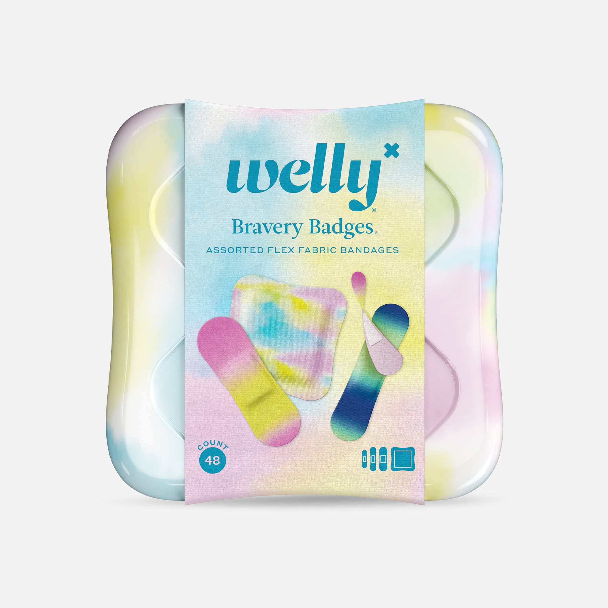 Welly Bravery Badges Colorwash Assorted Flex Fabric Bandages - 48 ct.