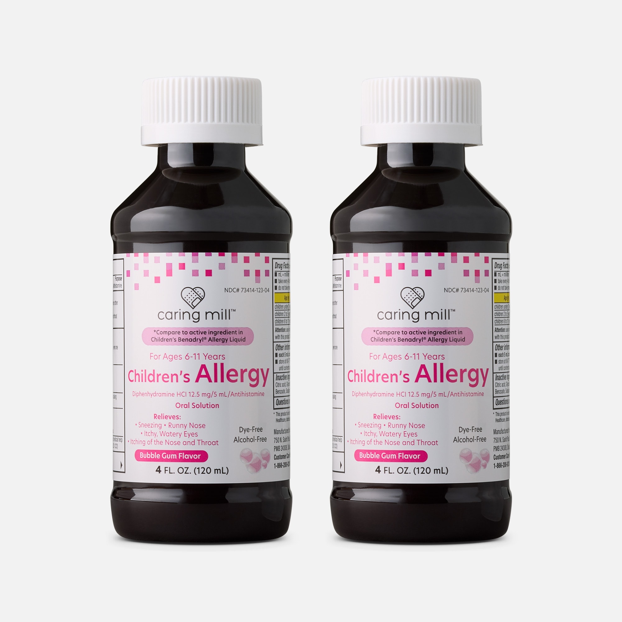 Caring Mill™ Children's Allergy Dye-Free Bubblegum Liquid 4 oz. (2-Pack)