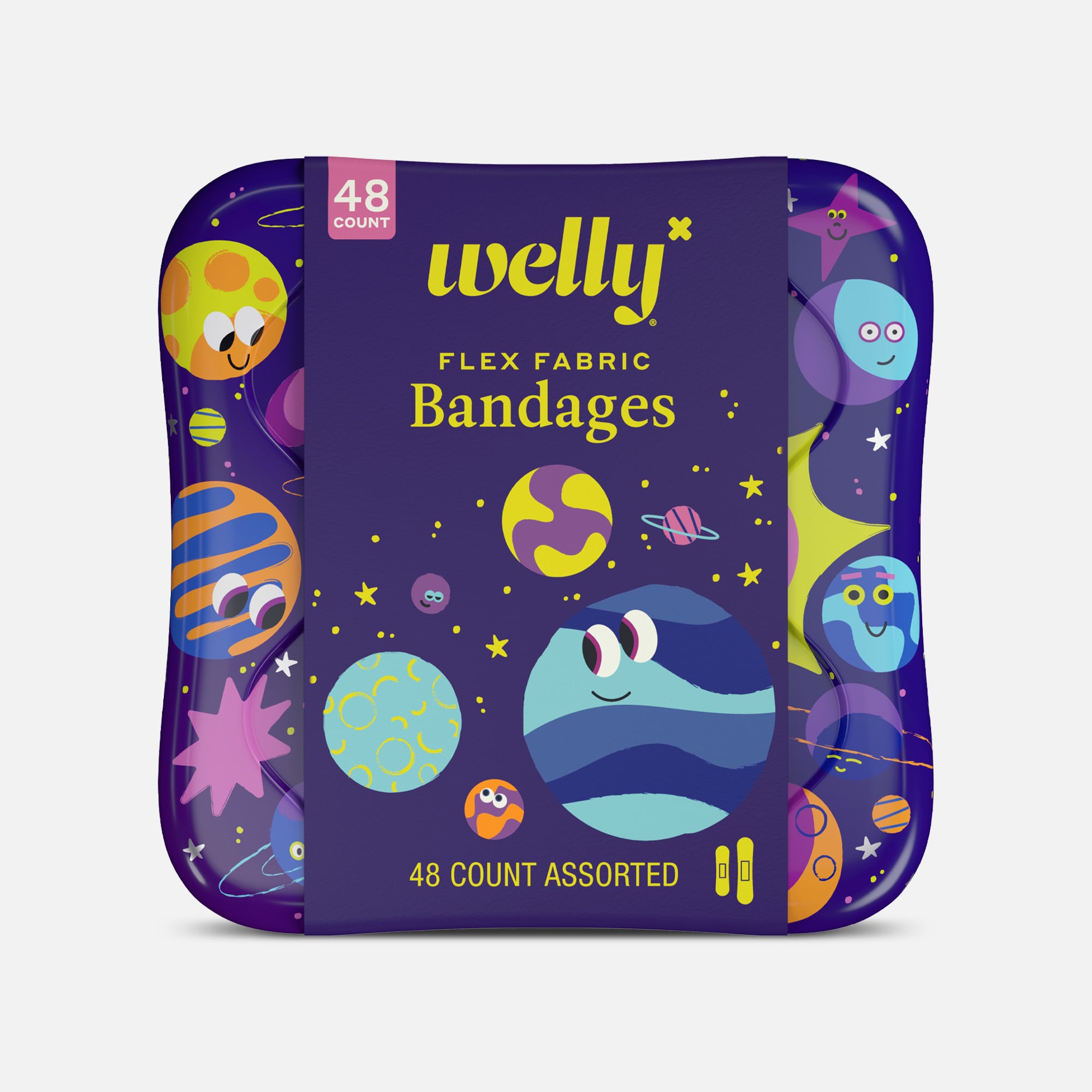 Welly Bravery Badges Planet Pals Assorted Flex Fabric Bandages, 48 ct.