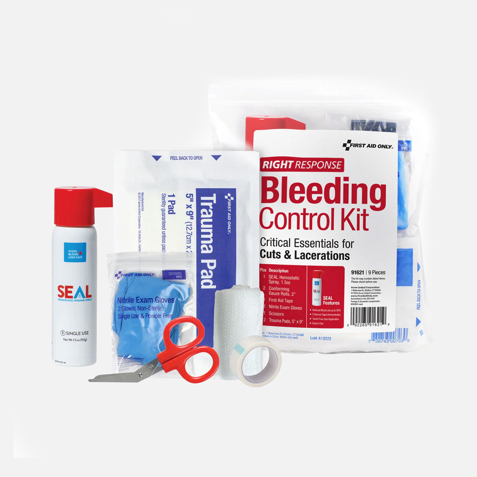 First Aid Only Critical Essentials Bleeding Control Kit for Cuts & Lacerations