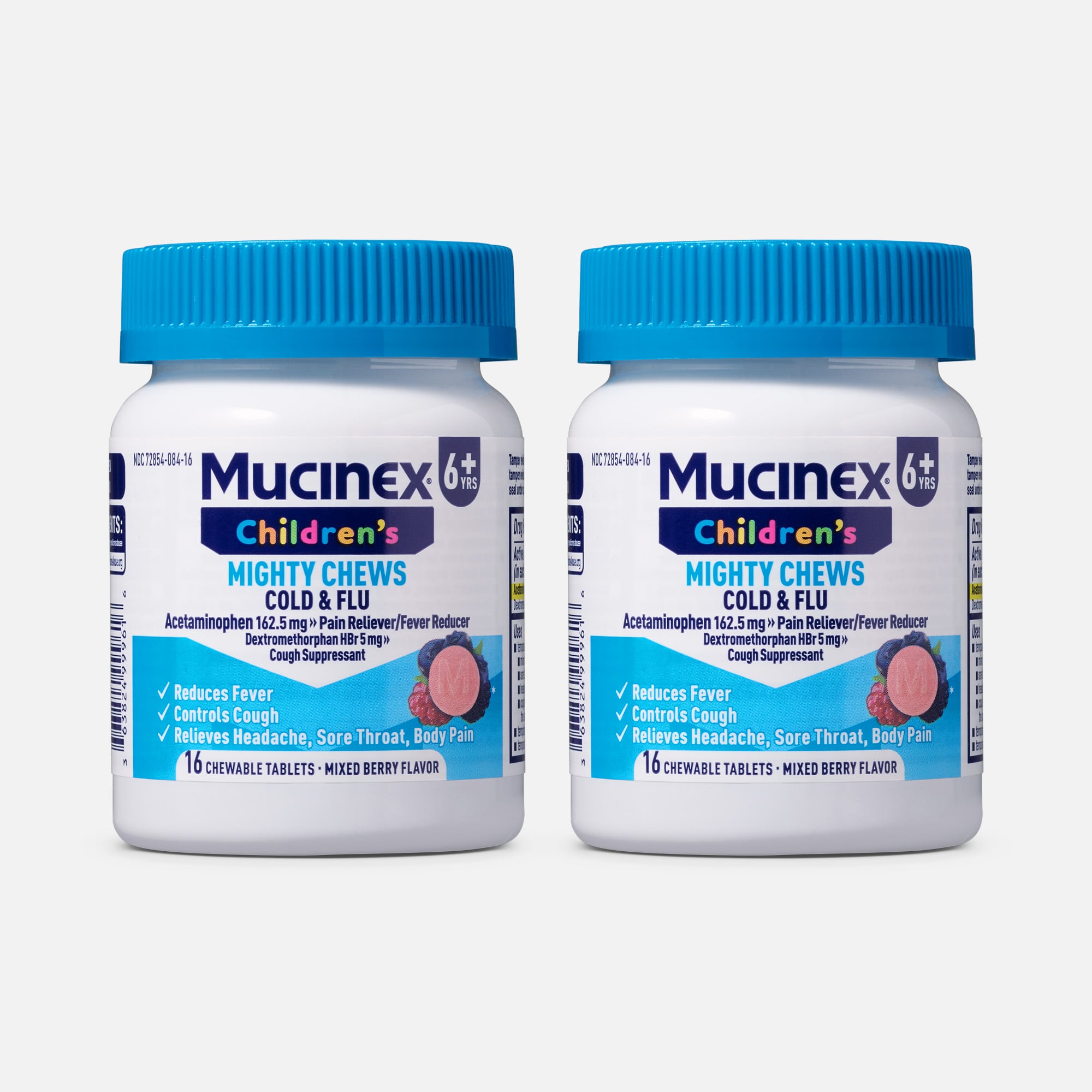 Mucinex Children's Mighty Chews Daytime Cold & Flu, Mixed Berry, 16 ct. (2-Pack)